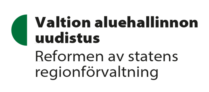 Logo: "Valtion aluehallinnon uudistus, Reformen av statens regionförvaltning".