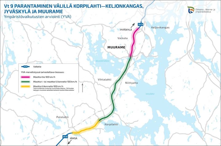 Suunnittelualue on noin 27 kilometriä pitkä. Se alkaa etelässä Korpilahdelta Painaanjärven kohdalta ja ulottuu pohjoispäässä Jyväskylään Keljonkankaan eritasoliittymän eteläpuolelle.