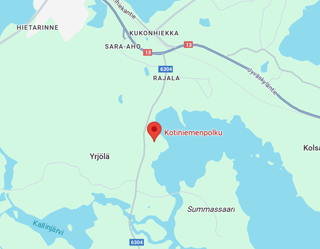 Rumpu vaihdetaan Uuraistentiellä Kotiniemenpolun kohdalla. Kartta: Google Maps