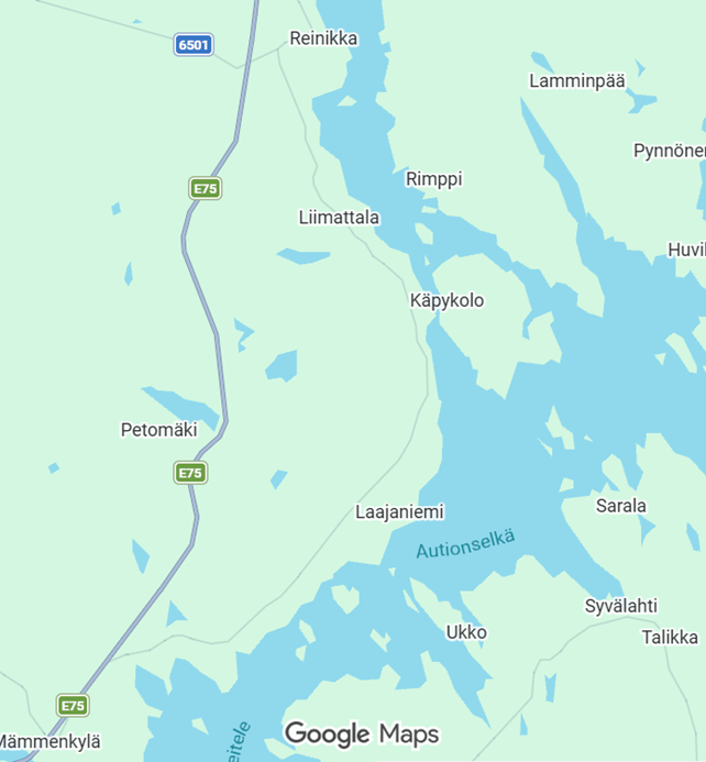 Liimattalantie kulkee Nelostien (E75) itäpuolella. Kartta: Google Maps