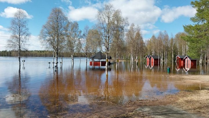 Muonionjoki tulvii Kolarissa.