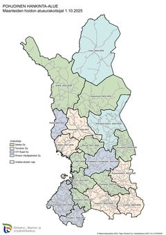Pohjoisen hankinta-alueen maanteiden hoidon alueurakoitsijat 1.10.2025
