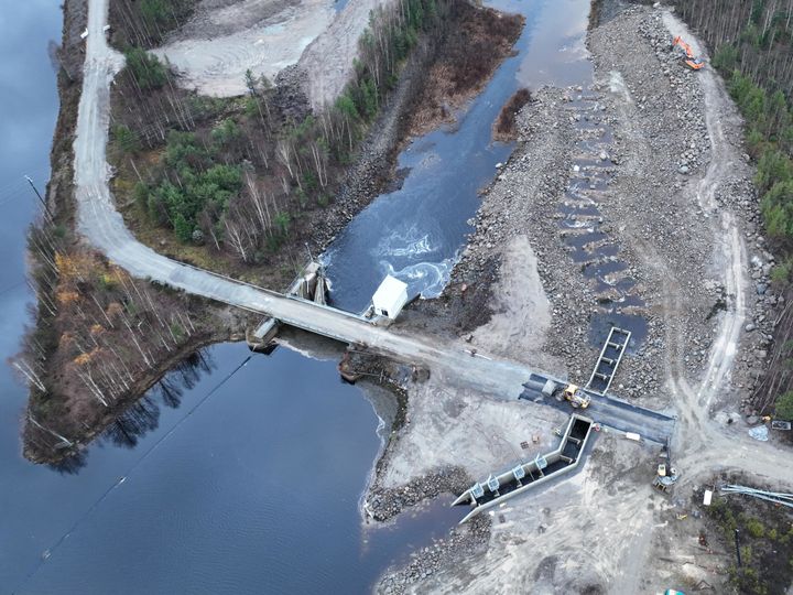 Portimokosken kalatie ilmasta kuvattuna.