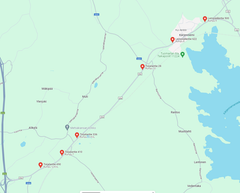 Maantien 304 rumputyökohteet kartalla.