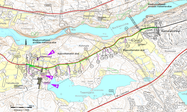 karttakuva Taivalkunnantiestä.