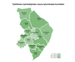 Työttömät työnhakijat kunnittain, Pohjois-Karjala, heinäkuu 2024.