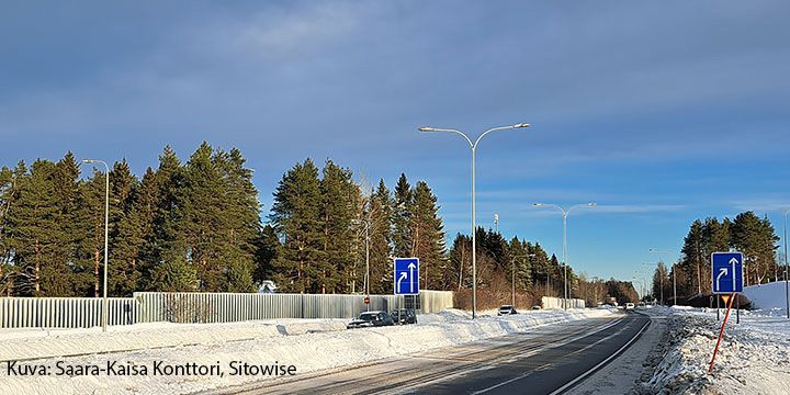 Talvinen kuva valtatieltä 20.