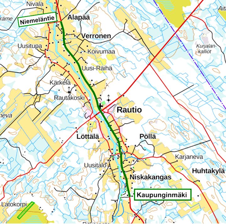 Suunnittelualueen kartta.