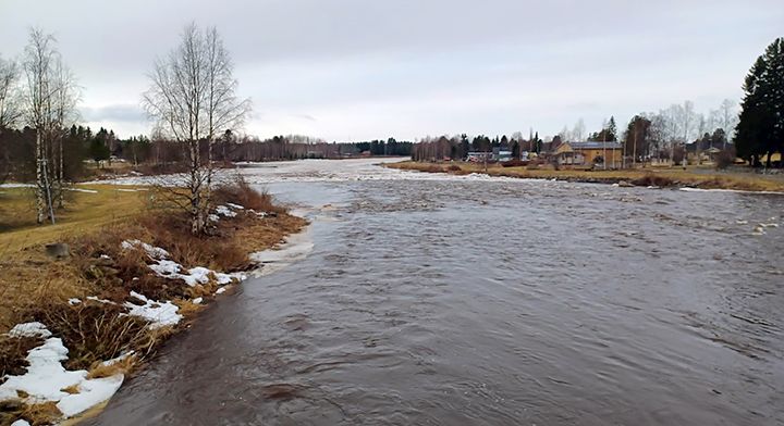 Kalajoki Alavieskan sillan yläpuolelta 1.4.2025.