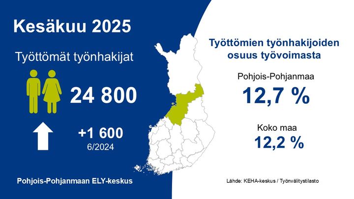 Työllisyyslukuja Pohjois-Pohjanmaalta kesäkuu 2025.