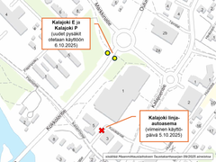 Kalajoen reittimuutokset kartalla.