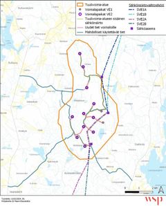 Kartta Löytänän tuulivoimahankkeen alueesta.