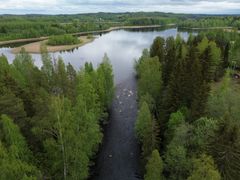 Dronella otettu kuva Huutokosken alajuoksusta ja Jokijärven länsipäästä.