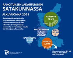 Rahoituksen jakautuminen Satakunnassa alkuvuonna 2025