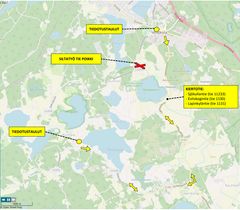 Kiertotie Sjökullantien (tie 11233), Evitskogintien (tie 1130) ja Lapinkyläntien (tie 1131) kautta.