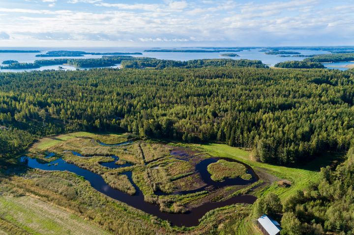 Kuvassa on ilmastakäsin kuvattu maisema.