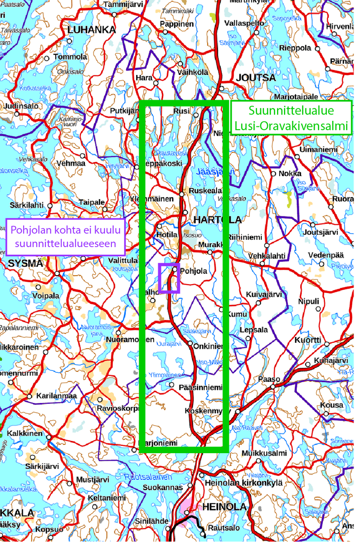 suunnittelualue vt4 Lusi Oravakivensalmi