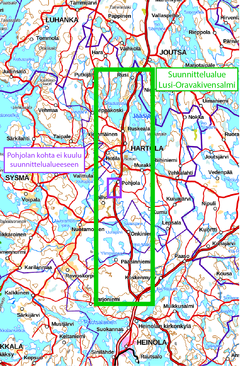 suunnittelualue vt4 Lusi Oravakivensalmi.