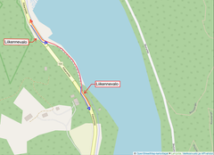 Karta som visar en reservrutt för en tunnel med trafikljus vid båda ändar.