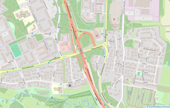 Kartta Martinlaakson risteyssilloista ja ympäröivästä alueesta.