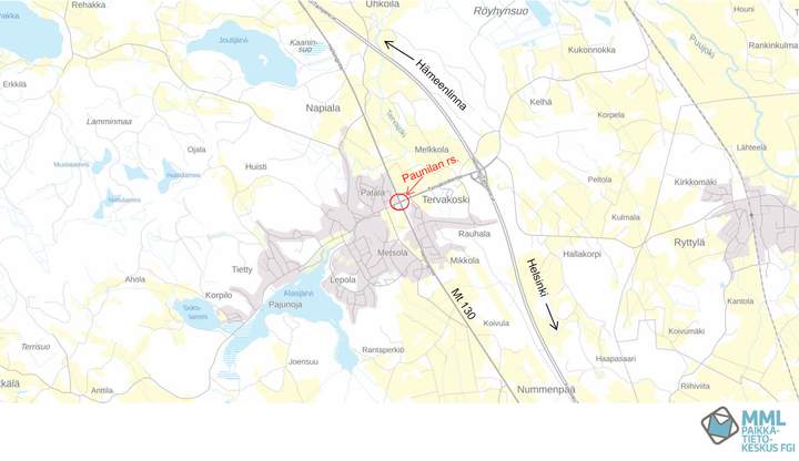 Karttakuva%2C%20jossa%20merkittyn%E4%20Paunilan%20risteyssillan%20sijainti%20Tervakosken%20alueella.