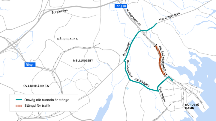 Resevrutt vid Nordsjö tunnel.
