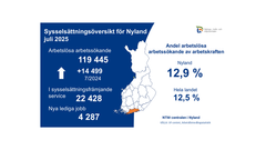 Sysselsättningsöversikt för Nyland 07/2025.