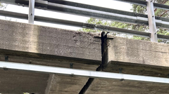 Sillan alla näkyy metallinen kouru.