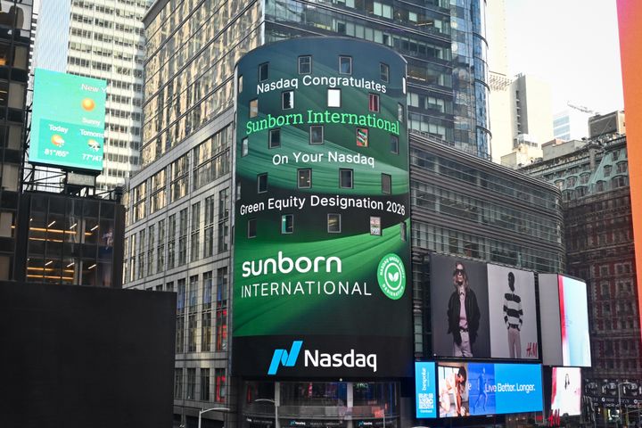 Sunborn International on the Nasdaq Tower, Times Square, New York.