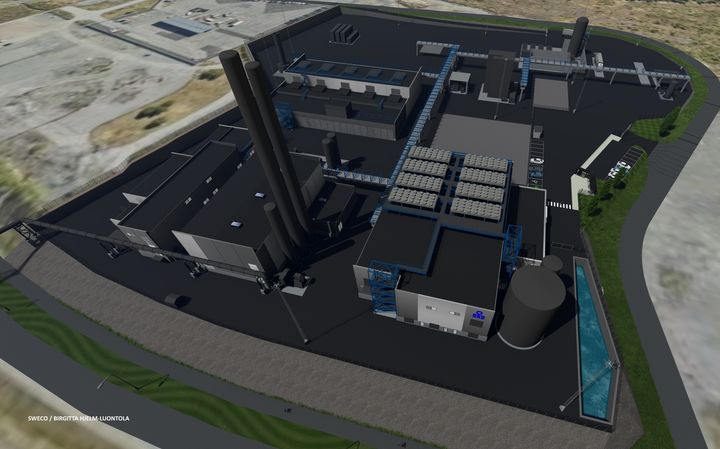 Havainnekuva Nordic Ren-Gasin Tampereen e-metaanilaitoksesta. Kuva: SWECO / Birgitta Hjelm-Luontola