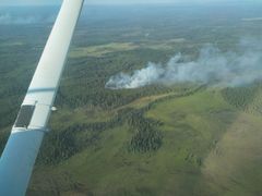 Flygspaning efter skogsbränder i Lappland.