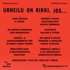 Urheilu on rikki, jos ihmisoikeudet eivät toteudu.