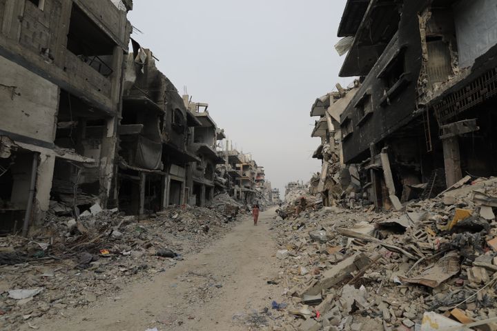 Tuhoutuneita rakennuksia Beit Lahiassa, Gazan pohjoisosassa.