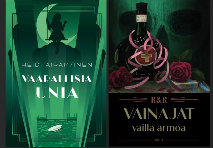 Vaarallisia unia kansi Jenni Saari, Vainajat vailla armoa kansi Elina Warsta.