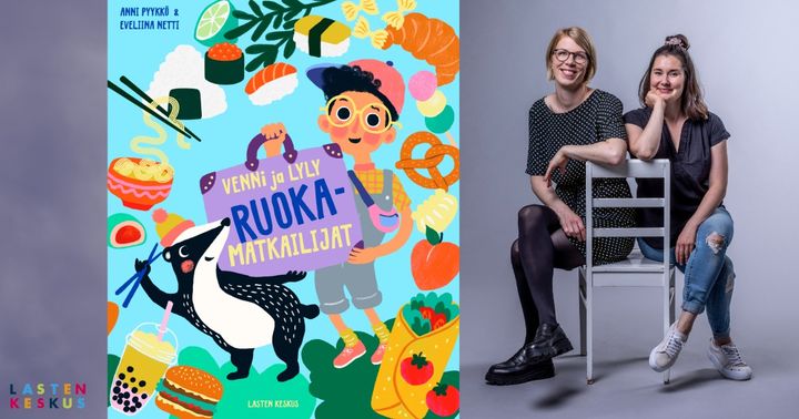 Anni Pyykön kirjoittamassa ja Eveliina Netin kuvittamassa Venni ja Lyly – Ruokamatkailijat -lastenkirjassa tutustutaan maailman monenlaisiin ruokiin ja ruokailutapoihin.