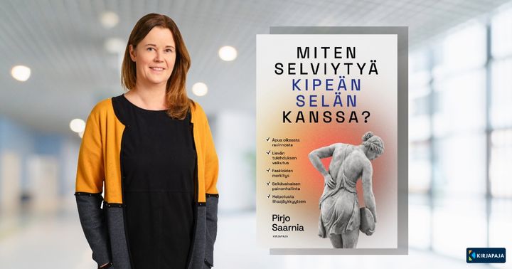 Ravitsemusterapeutti ja tietokirjailija Pirjo Saarnia on koonnut uuteen tietokirjaansa Miten selviytyä kipeän selän kanssa? (Kirjapaja 2026) laajan tietopaketin selkäterveyteen ja kipuihin vaikuttavista tekijöistä.