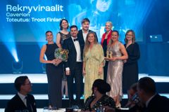 Caverionin ja Trootin Rekryviraalit-kampanja valittiin Vuoden rekrytointikampanjaksi 2025. Kuva: Duunitori / Niko Raappana