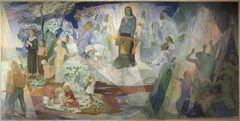 Lennart Segerstråle: ”Finlandia”-fresko, ”Suomi rakentaa”, 1943, al fresko, 390 × 773 cm