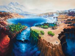 Samuli Heimonen: ”Muuttuva paratiisi”, 2017, akryyli ja öljy kankaalle, 200 × 250 cm