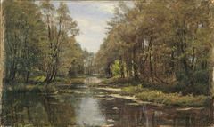 Berndt Lindholm: ”Kaivopuiston lammikko”, 1872 öljy kankaalle, 39,5 ✕ 65 cm Helsingin kaupunginmuseo