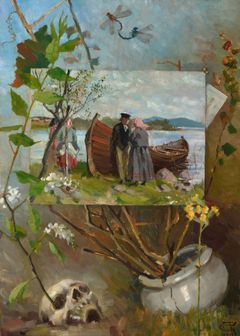 Akseli Gallen-Kallela: ”Elämä ja kuolema”, 1884, öljy puulle, 60 ✕ 42,6 cm. Gösta Serlachiuksen taidesäätiö