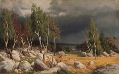Fanny Churberg: ”Kaski, maisema Uudeltamaalta”, 1872, öljy kankaalle, 54 ✕ 85,5 cm. Ateneumin taidemuseo / Kansallisgalleria