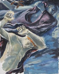 Henry Ericsson: ”Draama”, harjoitelma Kansallisteatterin kattomaalauskilpailuun, 1932, öljy kankaalle, 162,5 ✕ 130 cm
