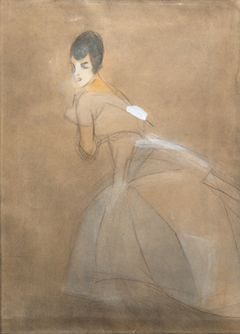 Helene Schjerfbeck: ”Pakeneva kreivitär”, 1917, hiili, vesiväri ja guassi paperille, 36,5 ✕ 25 cm, yksityiskokoelma