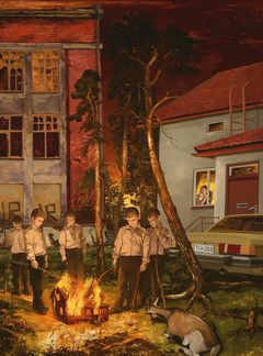 Jarmo Mäkilä:”Kolkko leikki”, 2007, öljy kankaalla, 203 ✕ 151 cm, Heinon taidesäätiö