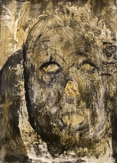 Enoch Bergsten, Nimetön, 2014, muste ja jänisliina paperille, 81 x 58 cm, Valtion taidekokoelma