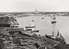 Näkymä Eteläsatamaan Kaivopuistosta vuonna 1868