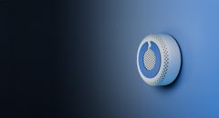 The Smart Battery Sensor resembles a smoke alarm, but is more intelligent, with a cover detail inspired by the Kuusakoski Oy logo.