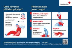 Lider personen av drogförgiftning? Tröttare än vanligt, Blek, Avvikande andning Öppnar hen ögonen? Vaknar personen när du lyfter hen upp och sitta? Rädda personen, om hen inte reagerar! 1. Ring 112, vänta på linjen!Berätta att det är fråga om en eventuell drogförgiftning. 2. Andas personen? Lyft upp hakan. Om hen kräks, vänd huvudet åt sidan. 3.Andas inte: Återuppliva, Tryck 30, gör 2 inblåsningar. Andas:lägg personen i framstupa sidoläge Undvik drogförgiftning: Använd inte droger inte ensam, undvik blandmissbruk. Använd alltid rena verktyg. Kom ihåg att toleransen minskar redan på en dag!
