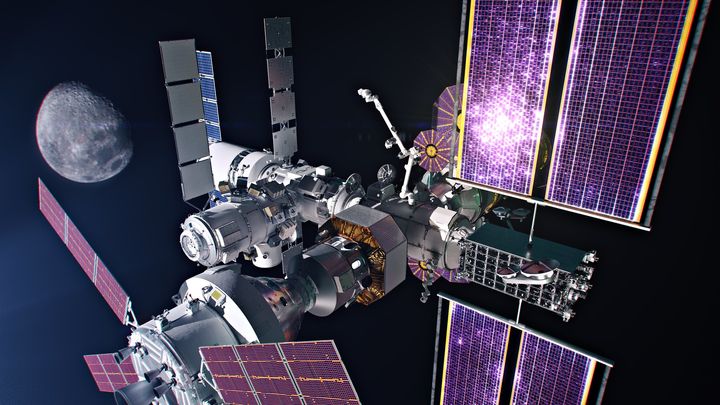 ASRO:n EAD-säteilymonitoreja hyödynnetään seuraavaksi muun muassa Artemis-ohjelman jatkovaiheeseen kuuluvalla Lunar Gateway -avaruusasemalla, joka on suunniteltu Kuun kiertoradalle pysyväksi tukipisteeksi. (Kuva: Nasa.)